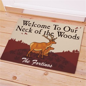 Welcome To Our Neck of the Woods Personalized Doormat