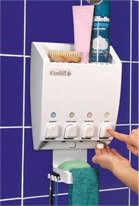 Dispenser Shower Caddy for shampoos, conditioners, soaps, and lotions