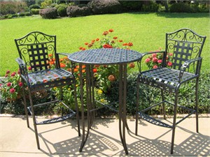 Wrought Iron Bar Height Bistro Set
