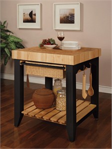 Powell 502-416 Color Story Black Butcher Block Kitchen Island Powell 502-416 Color Story Black Butcher Block Kitchen Island