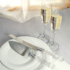 25th Wedding Anniversary Flute and Cake Server Set 25th Wedding Anniversary Flute and Cake Server Set