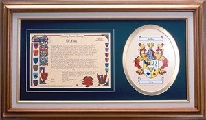 Framed Coat of Arms and Family History