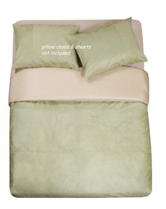 Willow Green Microsuede / Silkara Sand Duvet Cover Set