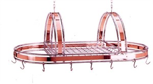 Copper Pot Rack with Chrome Accents