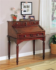 Antique Cherry Drop Lid Secretary Desk