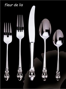 Helmick Collection  Fleur de Lis Stainless Flatware