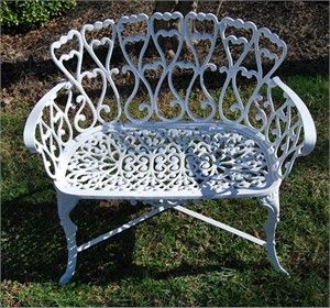 JJ International F3003 Cast Aluminum Heart Loveseat