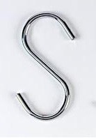 3" Chrome Plated Grid /  S Hook for Rogar Pot Rack  (4 hooks)
