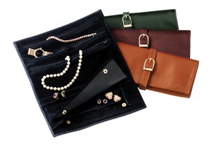 Monogrammed Leather Jewelry Roll