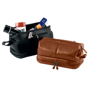 Deluxe Monogrammed Leather Toiletry Bag