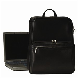 Monogrammed Leather Laptop Backpack