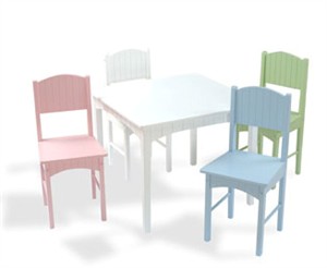 White Play Table & Pastel Chairs