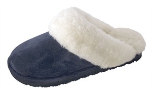 Old Friend Ladies Navy Blue Sheepskin Scuff 