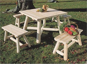 Large Square Cedar Table Set Large Square Cedar Table Set